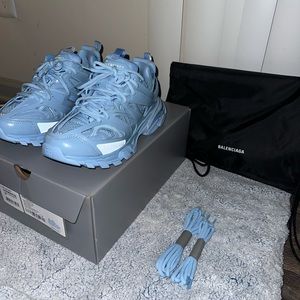 Balenciaga track sneaker, light blue meta, 39C, mono color, metal/mesh/rubber/nw
